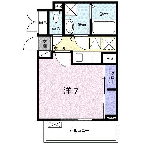 アリュールジャルダン(1K/1階)の間取り写真
