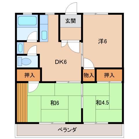 第2マンション津秦(3DK/2階)の間取り写真