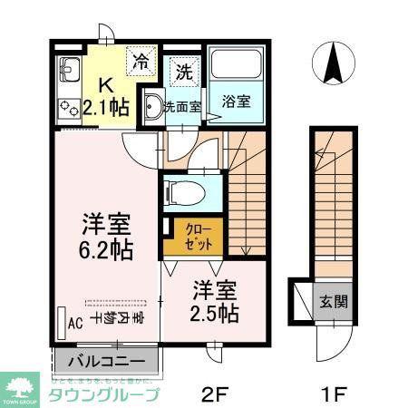 サンクタス OMORI(2K/2階)の間取り写真