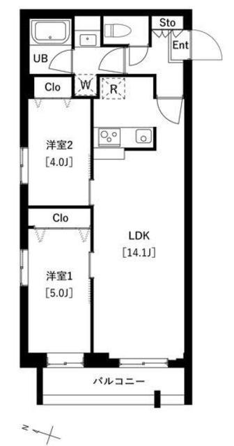 タスキプライムテラス中村橋(2LDK/4階)の間取り写真