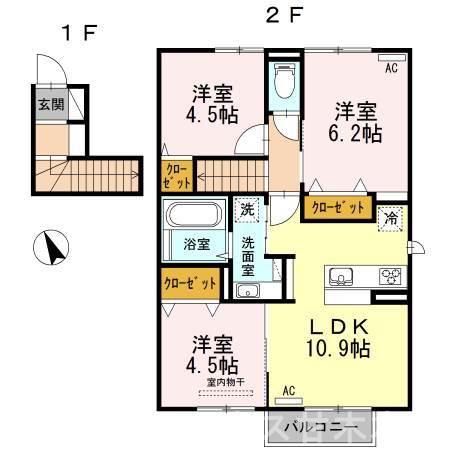 エスポアール持丸(3LDK/2階)の間取り写真