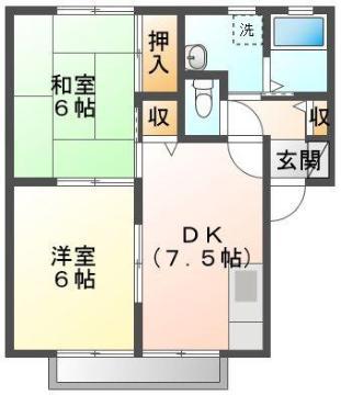 パレス曙C(2DK/1階)の間取り写真