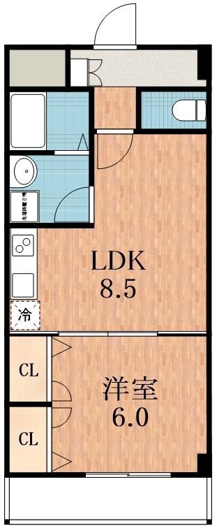 ラ・ポーエあき(1LDK/3階)の間取り写真