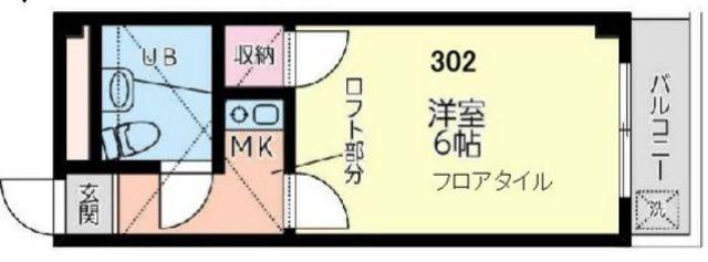 メヌエットK(1K/3階)の間取り写真