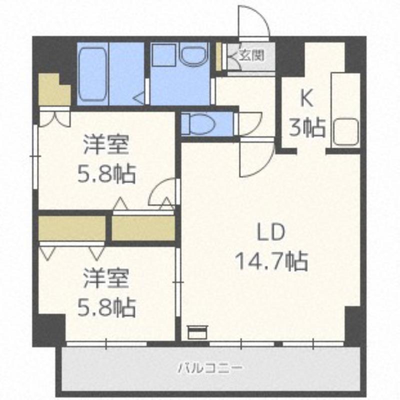 ハイムエルデZW(2LDK/5階)の間取り写真