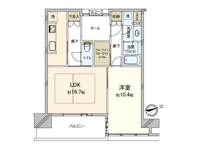 グラングリーン大阪 THE ノース RESIDENCE(1LDK/37階)の間取り写真