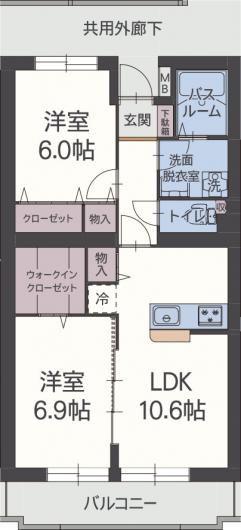 アルバ・フェリーチェ(2LDK/1階)の間取り写真