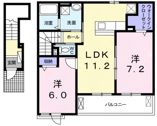 ルミエール ヴォアレB(2LDK/2階)の間取り写真