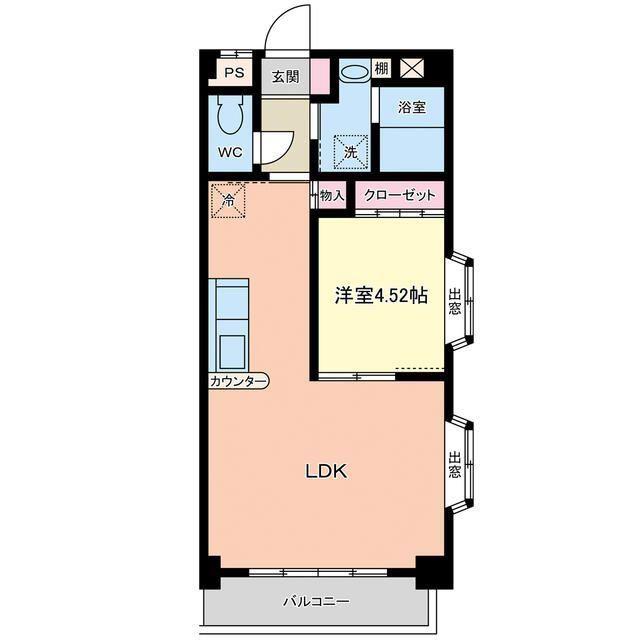 西多賀パークビル(1LDK/4階)の間取り写真