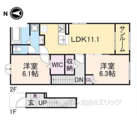 アイルーⅠ(2LDK/2階)の間取り写真