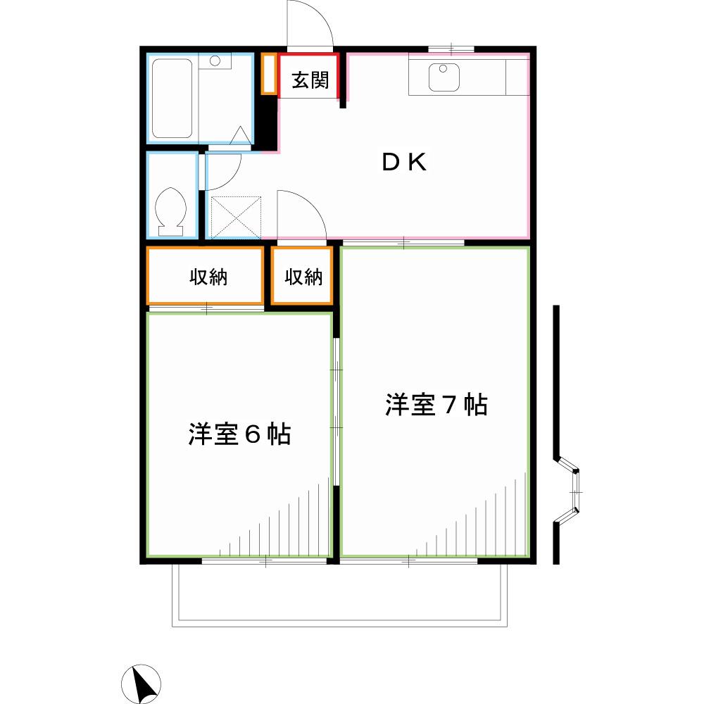 マンションDAI(2DK/2階)の間取り写真