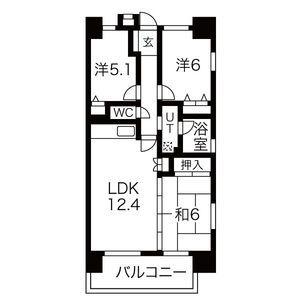 元今泉レジデンス(2SLDK/13階)の間取り写真