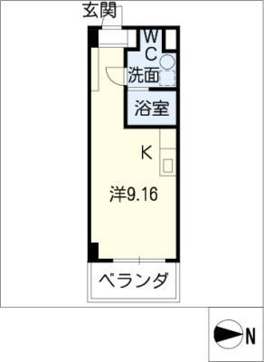 クオリア茜部(ワンルーム/9階)の間取り写真