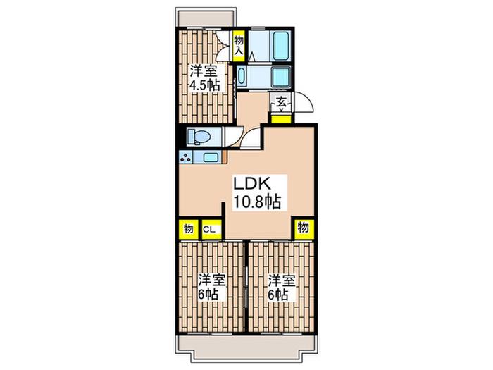 コンフォート鵠沼I(3LDK/1階)の間取り写真