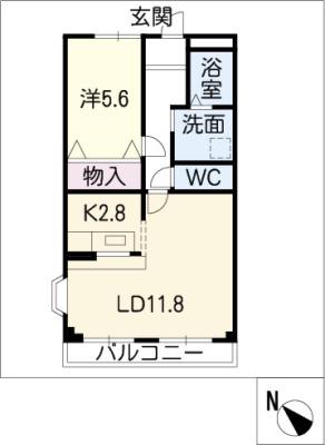 プティエシャトー(1LDK/2階)の間取り写真