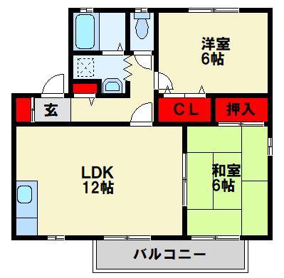 セジュール相坂 A棟(2LDK/2階)の間取り写真