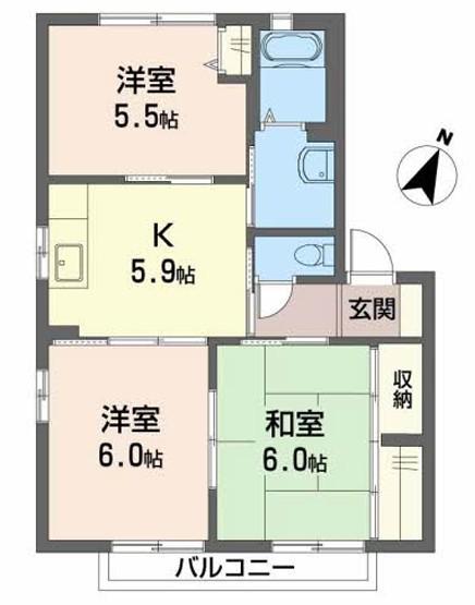 シャーメゾンさくら坂(3K/2階)の間取り写真
