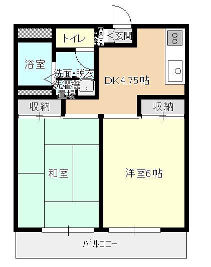パヴィヨンI(2DK/1階)の間取り写真