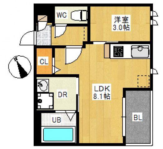 REGALEST-S LARC VI(1LDK/3階)の間取り写真