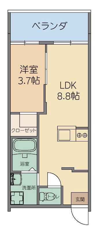 URUMAテラス(1LDK/5階)の間取り写真