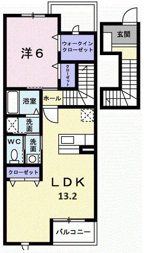 ユーイリーデ(1LDK/2階)の間取り写真