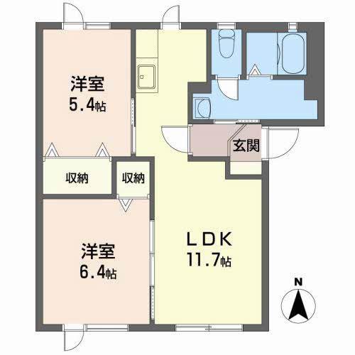 シャーメゾンミチコ(2LDK/2階)の間取り写真