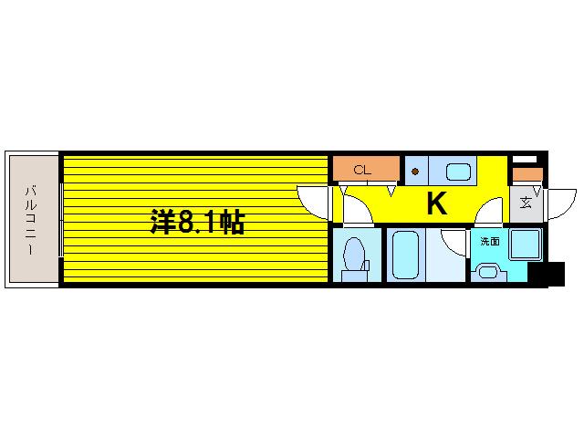 ベルフェリーク天満橋(1K/5階)の間取り写真