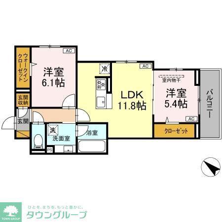 レジデンスヒルトップX XI X(2LDK/2階)の間取り写真