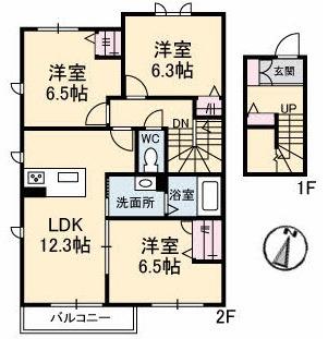 シャルマンS(3LDK/2階)の間取り写真
