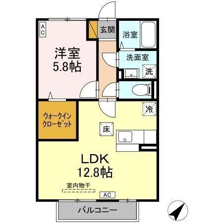 エスペランサII(1LDK/1階)の間取り写真