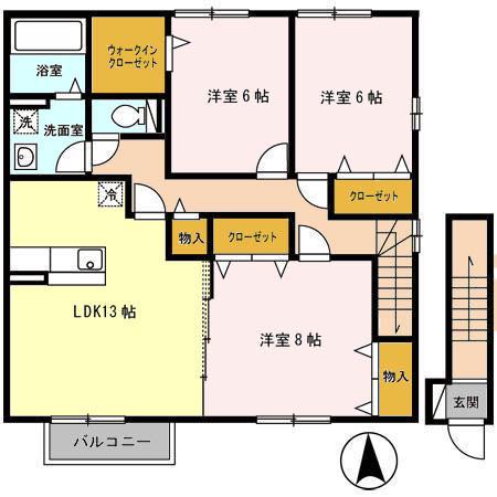 マウンテンヒルズ(3LDK/2階)の間取り写真