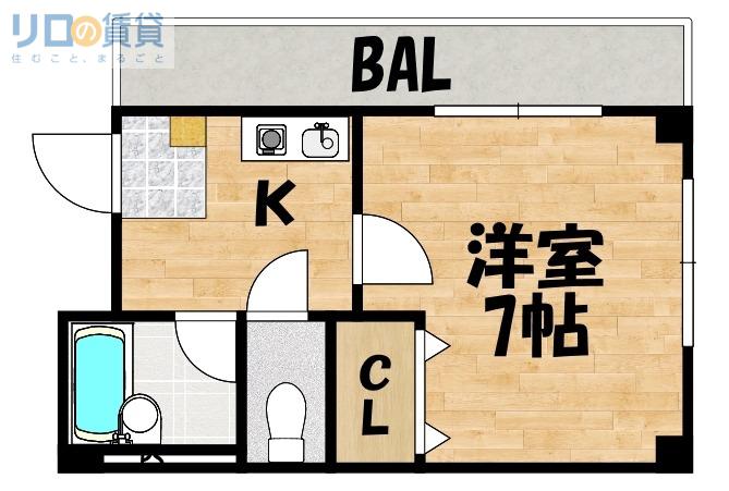 弘和ハイム(1K/4階)の間取り写真