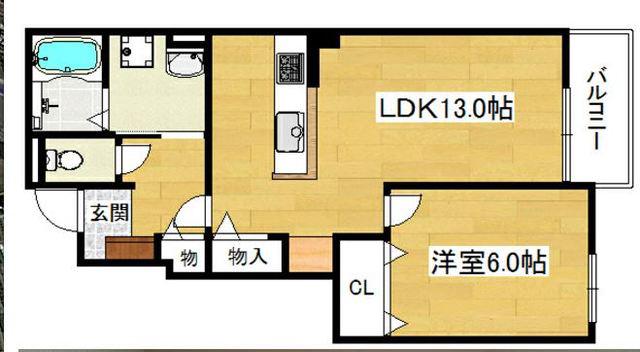 ソレイユ(1LDK/1階)の間取り写真