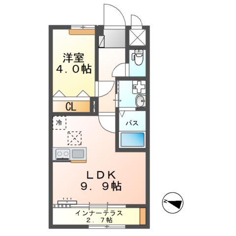 つくば市酒丸アパート(1LDK/1階)の間取り写真