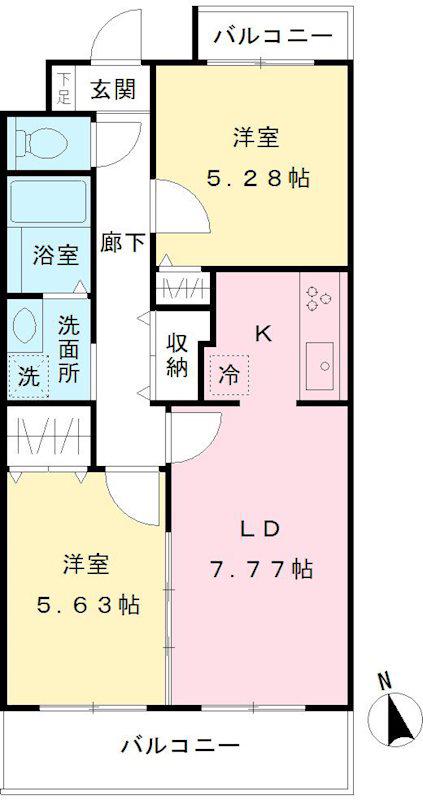 ラムルッカ(2LDK/2階)の間取り写真
