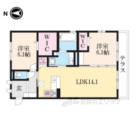 グランデ(2LDK/1階)の間取り写真