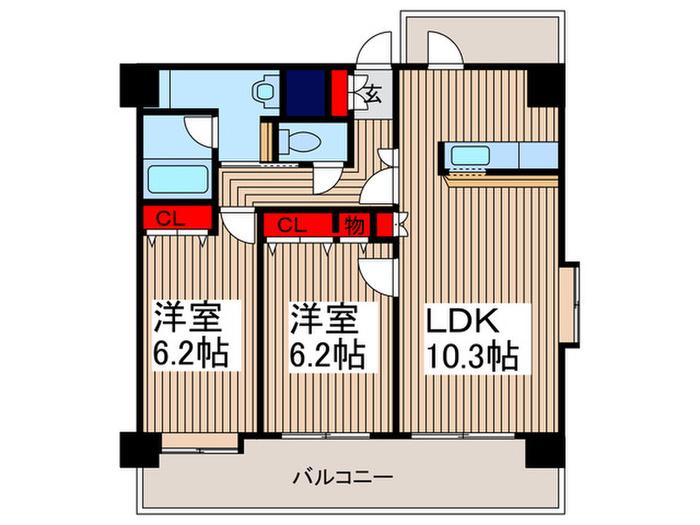 ヴィラディスレイ(2LDK/2階)の間取り写真