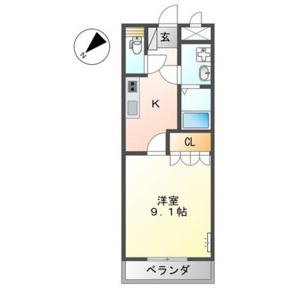 ハイムエスポワール(1K/2階)の間取り写真