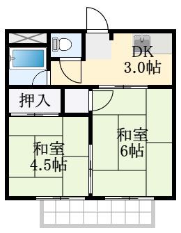 ハイツ高倉台(2DK/2階)の間取り写真