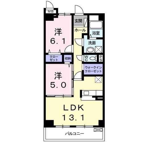 リベラ サンリット カーサ(2LDK/3階)の間取り写真