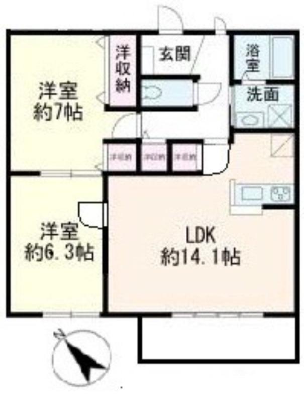 パークグリーン・ウィズペット(2LDK/2階)の間取り写真