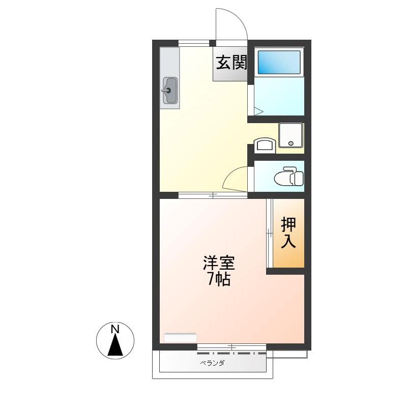 見目ハイツ(1DK/2階)の間取り写真