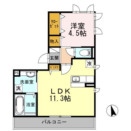 ヴィエントI棟(1LDK/3階)の間取り写真