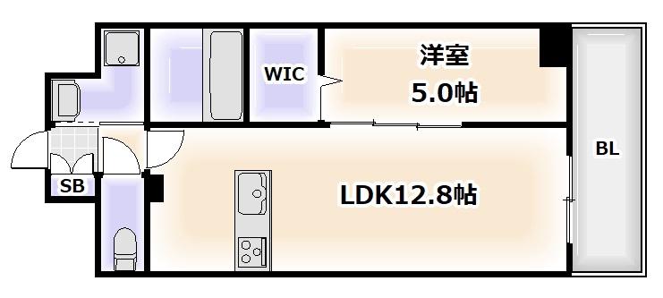 ベルンガーデン勝山北(1LDK/5階)の間取り写真