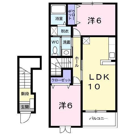 フェニックス大日向(2LDK/2階)の間取り写真