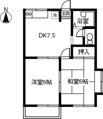 ブルーハイツ小島(2DK/1階)の間取り写真