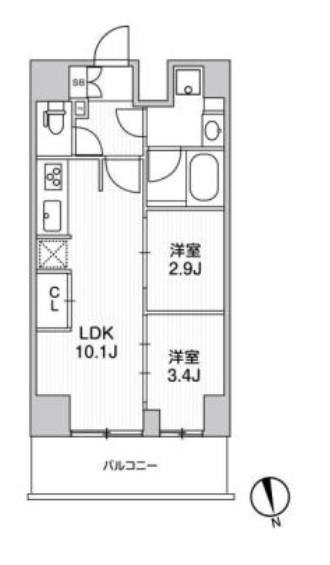 リテラス南千住サウス(2LDK/2階)の間取り写真