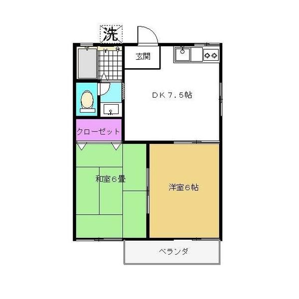 ホワイトハイツA(2DK/2階)の間取り写真