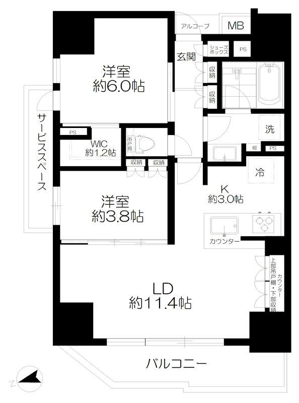 BELISTA西荻窪(2LDK/3階)の間取り写真