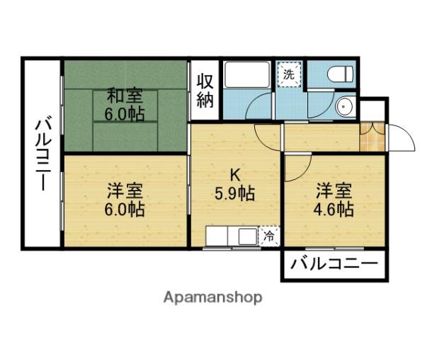 LA VERITA田島(3K/3階)の間取り写真